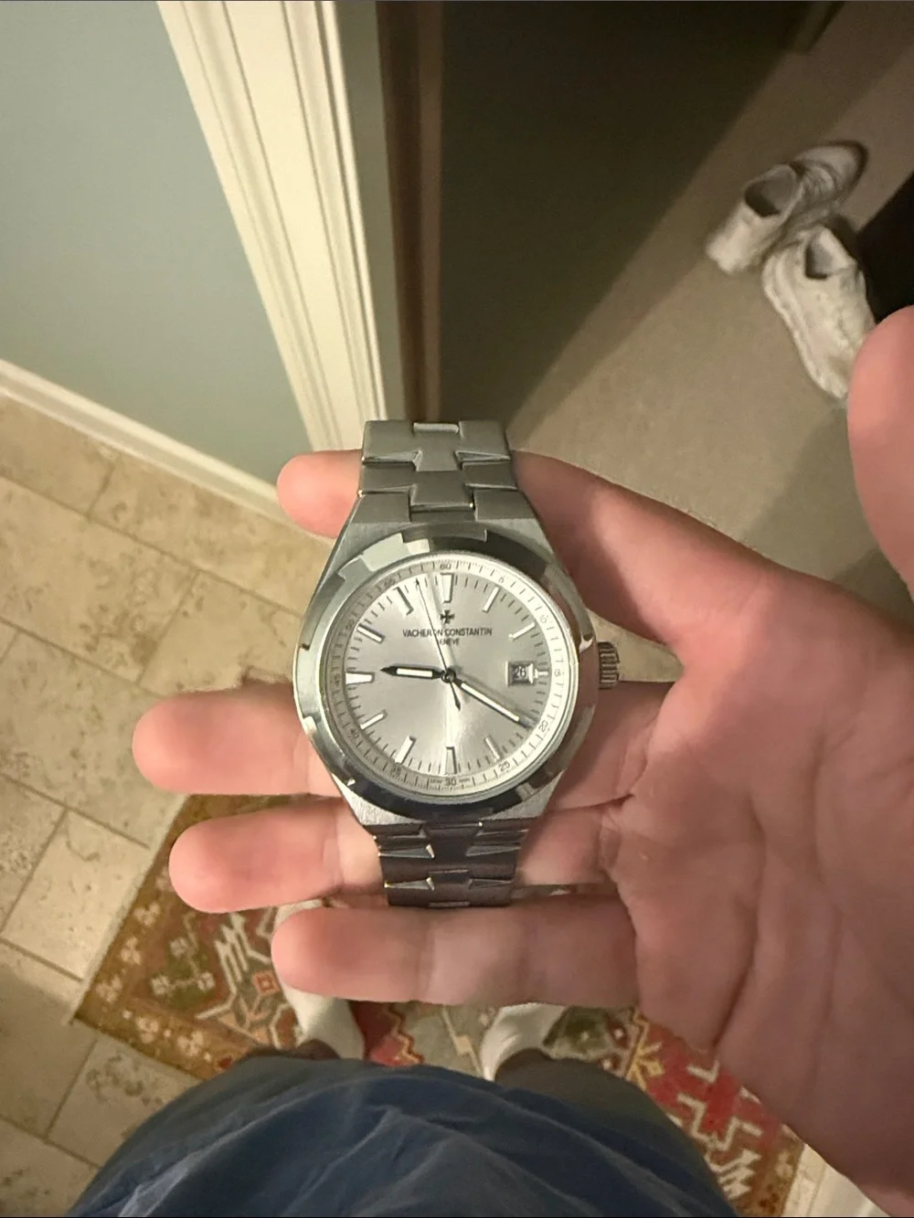 Vacheron Constantin Silver Stainless Steel Watch with Silver Dial